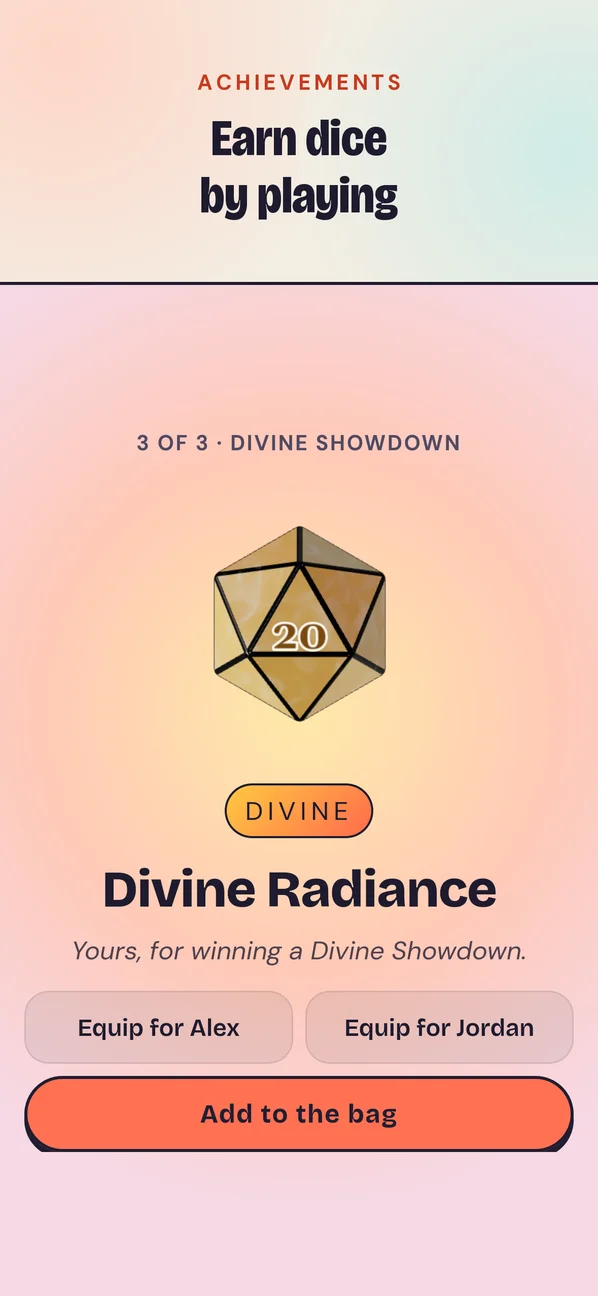 The Divine Radiance die claim ceremony
